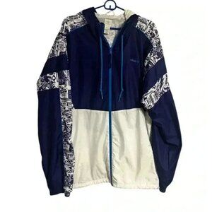 RARE Adidas XL Mens Graphic Hoodie Jacket In Purple & White Polyester With Draws